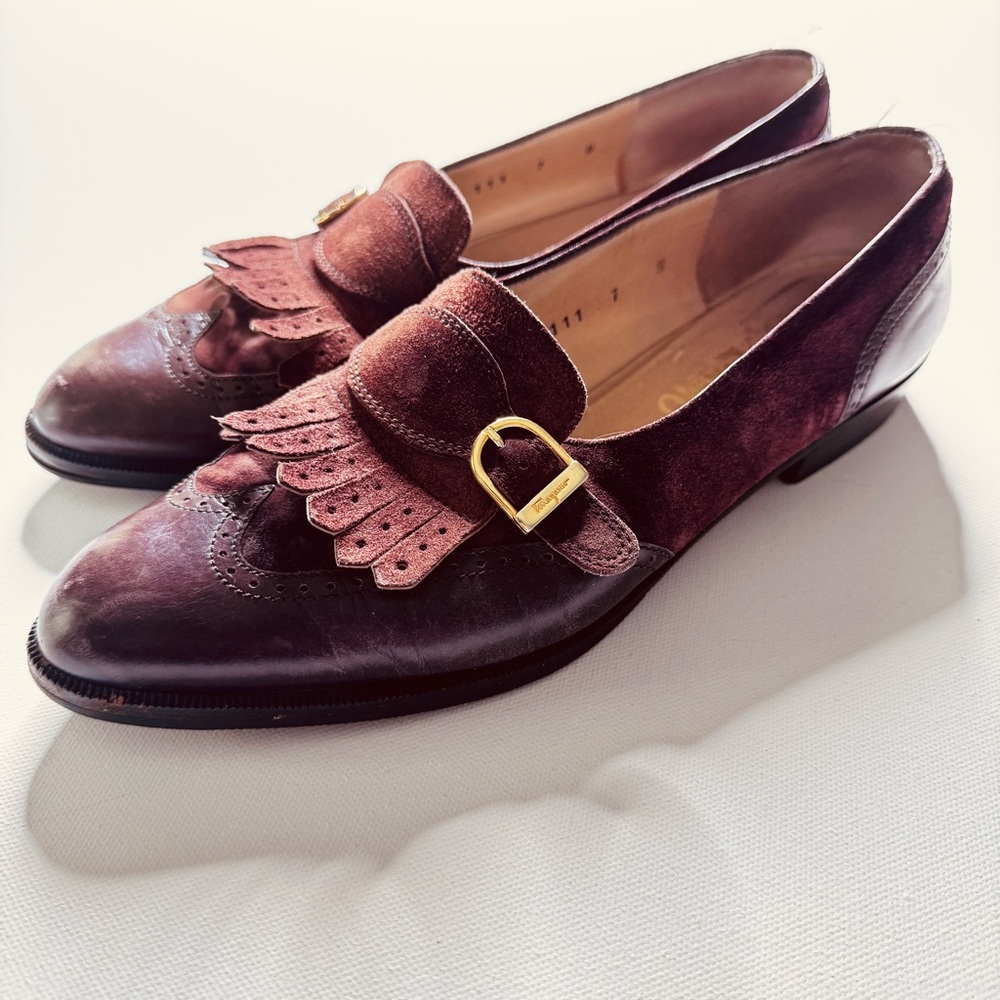 Salvatore Ferragamo Vintage Ferragamo Brown Loafers Shoes 7 B Leather Tassels